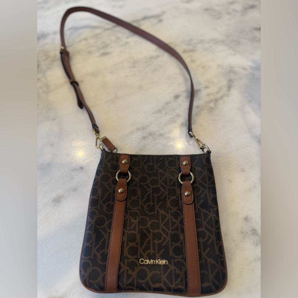 Calvin Klein Monogram Brown Crossbody Bag